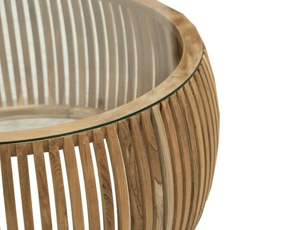 CRUSOE ROUND SLATTED COFFEE TABLE - NATURAL