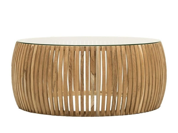 CRUSOE ROUND SLATTED COFFEE TABLE - NATURAL
