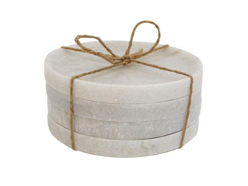 MARBLE SQUARE COASTERS WHITE - SET OF 4.