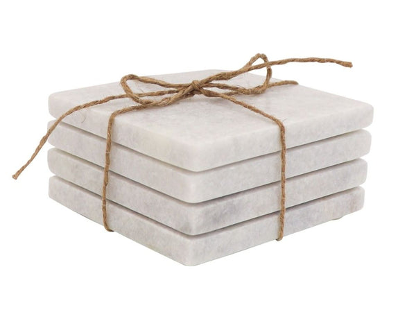 MARBLE SQUARE COASTERS WHITE - SET OF 4.